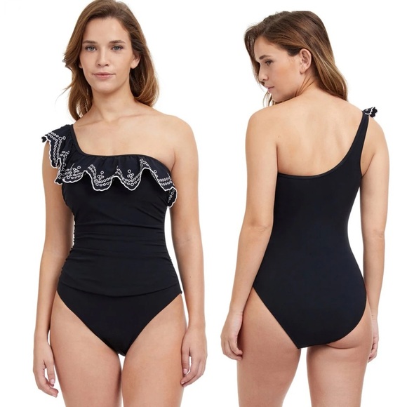 NWT Gottex Lola Asymmetrical One Piece Swimsuit Ruffle - Picture 2 of 7